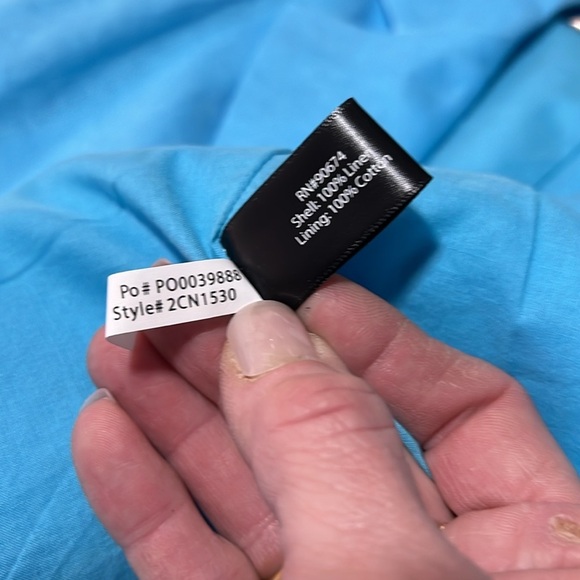 Boston Proper Modern Length Elbow Sleeve Linen Blazer in Blue Topaz NWOT M - Picture 14 of 16